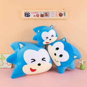 หมอนอิงตุ๊กตาเม่นยิ้มสีฟ้า บลูโซนิคส์ พิมพ์โลโก้ได้ ของเล่นตุ๊กตาขนนุ่ม ตกแต่งโซฟา ขายส่ง - Product Image 1