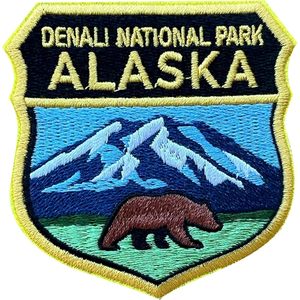 Patch brodé du parc national de Denali, Alaska, 3 pouces, à coudre ou à repasser, applique de voyage - Product Image 1