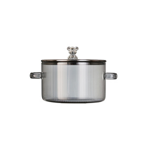 Casserole à soupe en verre borosilicate transparent de 1,5 L, design rayé, compatible avec les cuisinières à induction, <span class=keywords><strong>pot</strong></span> de cuisson créatif, pas cher - Product Image 4