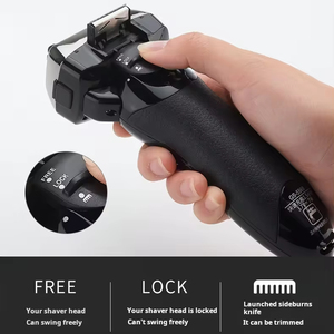 เครื่องโกนหนวดไฟฟ้าแบบใบมีด 5 ใบ สำหรับผู้ชาย ชาร์จผ่าน USB พร้อมที่กันจอน สำหรับใช้กับใบหน้า ใช้ในบ้าน รถบ้าน หรือโรงแรม - Product Image 3