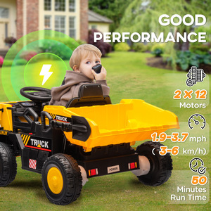 Camion benne électrique 12V pour enfants avec benne basculante électrique, roues à suspension à ressort, musique et phares, pour les 3 ans et plus - Product Image 4