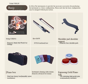 Bộ đồ đàn <span class=keywords><strong>violin</strong></span> đa năng cho học sinh |   Hộp đựng đàn chuyên nghiệp Bow Deluxe, mặt đàn làm bằng gỗ Maple, lưng và bên làm bằng gỗ Basswood, nhựa thông bạc, tựa vai - Product Image 6