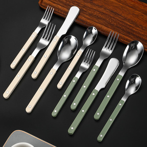 Couteau, fourchette et cuillère en acier inoxydable, support à ongles en saule, couteau et fourchette, couteau à steak français, fourchette à dessert, coffret cadeau créatif - Product Image 1