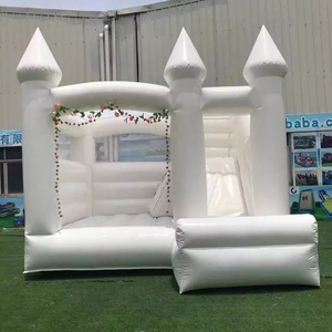 Château de saut gonflable de maison de rebond blanche extérieure commerciale en gros avec toboggan combiné pour mariage - Product Image 6