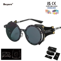 Lunettes de soleil Boyarn Metal Punk Steam pour hommes et femmes, monture ronde, style tendance, lunettes de soleil transfrontalières