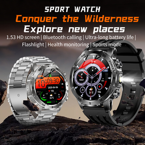Ak92 Đồng hồ thông minh cho ngoài trời 1.53 "BT cuộc gọi la bàn đèn pin tiêu thụ điện năng thấp HR huyết áp Oxy Màn hình Smartwatch - Product Image 6