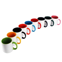 Vente en gros de tasses à café en céramique classiques colorées avec bord et poignée légères de 11 oz pour la sublimation
