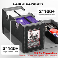 Boîte de rangement double en cuir DeckBox Custom TCG pour cartes, avec 2 présentoirs et plateau à dés, pour plus de 200 cartes à double pochette.