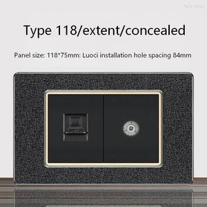 สวิตช์ผนังแบบสัมผัสสีดำด้าน ดีไซน์ทันสมัย พร้อมช่องเสียบทีวีและคอมพิวเตอร์ สำหรับบ้าน สำนักงาน และโรงแรม - Product Image 3