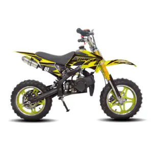 Nieuwe Geel 50cc Cross Moto 2 Stroke Pull Start Volautomatische Pit Bike Kids Dirt Bike Cross Motorfiets T01 Met ce