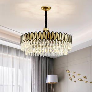 Prix d'usine Luminaire suspendu Hôtel Salon Lampe dorée moderne Grands lustres en cristal K9 - Product Image 1