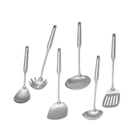 Ensemble d'ustensiles de cuisine en acier inoxydable 304, outils de cuisson entièrement métalliques avec cuillère solide, spatule, louche à soupe, écumoire