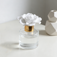 Diffuseur de parfum en verre Finru avec pierres aromatiques 100ML, fleur en porcelaine faite à la main, parfum d'ambiance pour la maison, huile essentielle, désodorisant