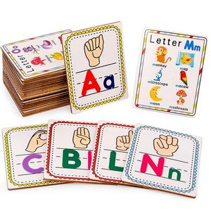 HOYE CRAFTS 알파벳 인식 나의 첫 수화 카드 나무 편지 학습 장난감 - Product Image 1
