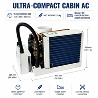 Unité de climatisation marine à onduleur 7000 BTU, refroidie par eau, système de refroidissement pour bateau de pêche, refroidissement de cabine de pilotage, 220V
