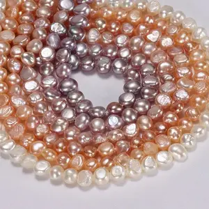 Wholesale 5-6mm Two Sides Flat Freshwater Pearls White Orange Purple Pink Loose Pearls For Jewelry DIY