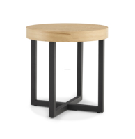 Table basse ronde rustique en métal et bois pour salon
