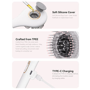 Massage du cuir chevelu Portable huile essentielle peigne électrique lumière rouge Vibration EMS Ions négatifs entrée liquide masseur de tête croissance des cheveux - Product Image 5