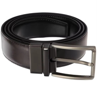 Ceinture en cuir de vachette à deux couches pour homme, largeur 3,4 cm, avec boucle ardillon perforée, boucle ardillon métallique classique, ceinture décontractée pour jeans et tenues professionnelles