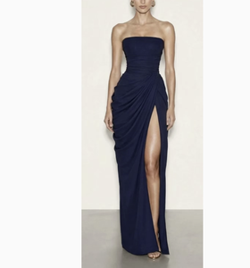 Abito da donna elegante giallo senza spalline <span class=keywords><strong>con</strong></span> <span class=keywords><strong>spacco</strong></span> e struttura a corsetto, per l'estate, per feste e serate, tinta unita, all'ingrosso, 2026 - Product Image 4