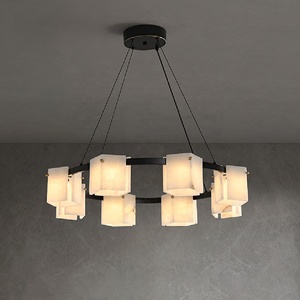 Albâtre naturel tout en cuivre suspension luxe nordique salon restaurant lustre - Product Image 3