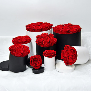 Valentine's Day Round Roses Flowers Artificial Wholesale Beauty Eternal Preserved Flower Real Preserved Red Roses In Gift Box