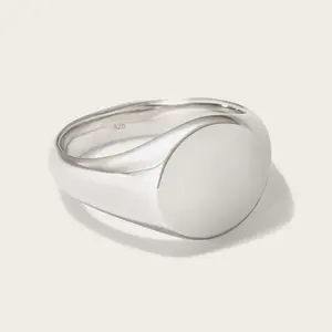 Custom Engraved Jewelry 316l Stainless Steel Design 925 Sterling Silver ring Blank Plain Signet Ring For women