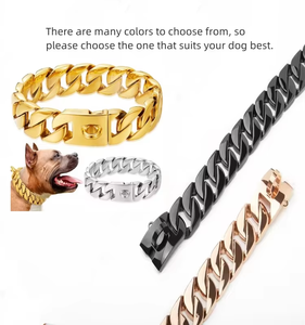 <span class=keywords><strong>Collar</strong></span> de Perro de Acero Inoxidable Dorado de 32 mm de Grosor, <span class=keywords><strong>Collar</strong></span> Antiladridos Resistente para Bulldog Grande - Product Image 6