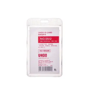UHOO Double Transparent ID Card Holder Waterproof Dustproof Plastic Name Badge 2 Cards Business Card Holder