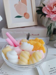 Bougie artisanale en cire de soja, nouveauté, en forme de dessert, bol de yaourt aux fruits simulés, cadeau de table unique - Product Image 6