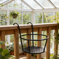 Support de panier suspendu en métal pour plantes, pour rebord de fenêtre, balcon, jardin, support de pot de fleurs, présentoir de plantes d'intérieur et d'extérieur