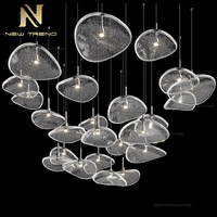 Fournisseur professionnel de luminaires sur mesure Décoration intérieure Villa Escalier Hall d'entrée d'hôtel Lustre LED en verre personnalisé