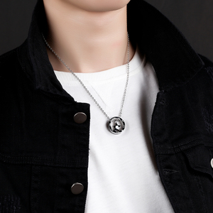Círculo de moda grabado eres el favorito de <span class=keywords><strong>mi</strong></span> vida piedra negra circón estrella pareja Collar para hombre <span class=keywords><strong>mujer</strong></span> - Product Image 3