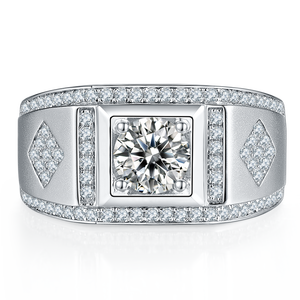SGARIT الجملة مجوهرات <span class=keywords><strong>1ct</strong></span> VVS1 Def اللون مويسانيتي الماس الرجال خاتم مجوهرات مخصصة S925 الفضة الاسترليني عصابة ل رجل - Product Image 2