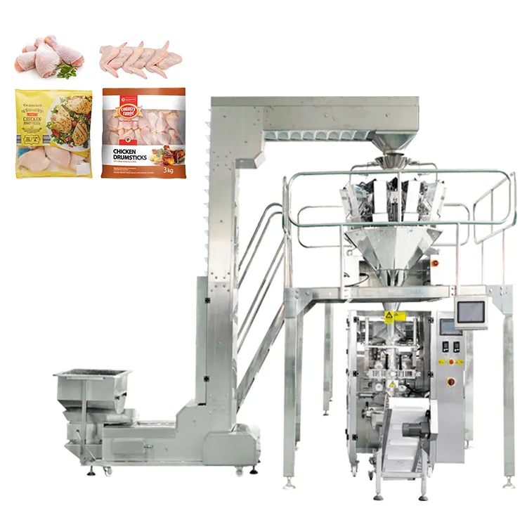 Máquina de embalaje automática para Pan de carne y pollo, multicabezal, bolsa de almacenamiento, máquina de embalaje para comida y pollo
