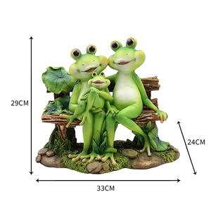 Statue de <span class=keywords><strong>Famille</strong></span> de Grenouilles en Résine sur Banc, Décoration de Jardin Résistante aux Intempéries pour Cour et Porche Chaleureux - Product Image 6
