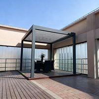 Pergola bioclimatique en aluminium à lames orientables motorisée, imperméable, pour jardin, terrasse, avec revêtement en poudre