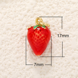 Venta caliente verano fruta esmalte Metal latón colgante limón fresa encantos para DIY collar pulsera pendiente hacer hallazgos - Product Image 5