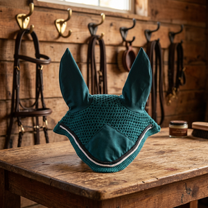 Bandeau anti-mouches et anti-moustiques personnalisable pour chevaux, en maille insonorisée, vert, pour la prévention des piqûres, soin équin, utilisation extérieure - Product Image 2