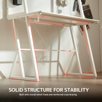 Dowinx Grand bureau de jeu avec étagères Panneau perforé et lumières LED Bureau d'ordinateur de 40 pouces avec rangement et huche pour jeu Home Office