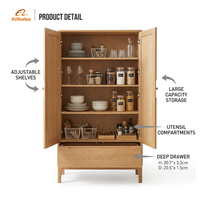 Buffet de cuisine en bois massif nordique, armoire de rangement, grand meuble de rangement moderne et minimaliste pour salle à manger, finition naturelle