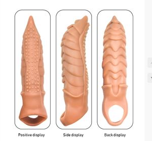Hochwertige flüssige Silikon Cock Sleeve Vibrierender <span class=keywords><strong>Penis</strong></span> Big Dildo Enhancer Sexspielzeug für Erwachsene für Frauen Männliche Spike Sleeve Delay - Product Image 2