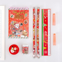 Ensemble de papeterie de noël règle gomme crayon cahier cahier d'école personnalisé ensemble de papeterie Kawaii pour les enfants