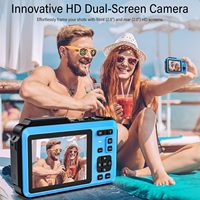 Appareil photo numérique 4K avec zoom numérique 16x, double écran, 64MP, étanche IPX8, autofocus WIFI, avec modèle sous-marin