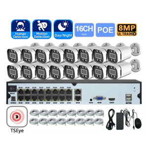 Kit NVR PoE 16 canaux 4K 8MP, système de surveillance CCTV bullet, étanche IP67, IR 30m, H.265, suivi de mouvement humain - Product Image 1