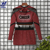 Tenue de cheerleading performante avec strass, imprimé métallique, ensemble complet en spandex haute élasticité pour concours de danse