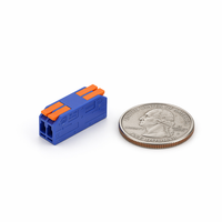 Mini-borne de raccordement compacte réutilisable en laiton à levier poussoir pour câble électrique 16A 300V, connexion sécurisée en ligne, bleue