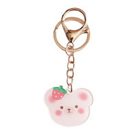 Porte-clés en acrylique transparent double face imprimé UV personnalisé Kawaii, motif ours, léger, pour sac à dos