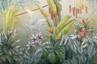 Papier peint mural 3D personnalisé avec des feuilles tropicales pour la maison, les restaurants, les boutiques, fabriqué sur mesure à partir de vos images ou d'AI et en fonction de la taille du mur
