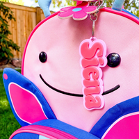 Porte-clés personnalisable en acier inoxydable avec nom 3D, initiales en acrylique, pendentif vertical, cadeau de mariage, souvenir de fête YSK001